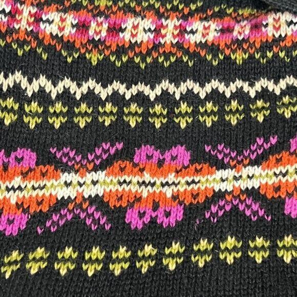 TIARA International Fair Isle Knit Button Up Black Sweater Cardigan Size Medium - Picture 7 of 10